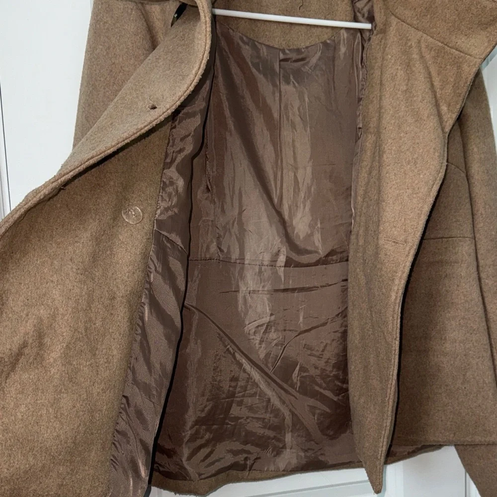 Robert Louis Women's Double-Breasted Camel Brown Peacoat